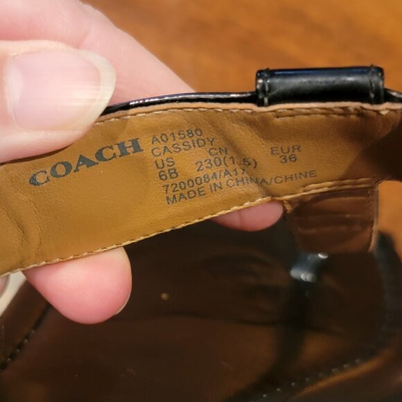 Coach Cassidy Black Leather Thong Sandals - Picture 9 of 13